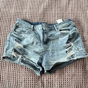Levi's Blue Distressed Jean Shorts